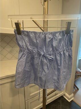 Olivaceous Blue and White Vertical Stripe Skirt